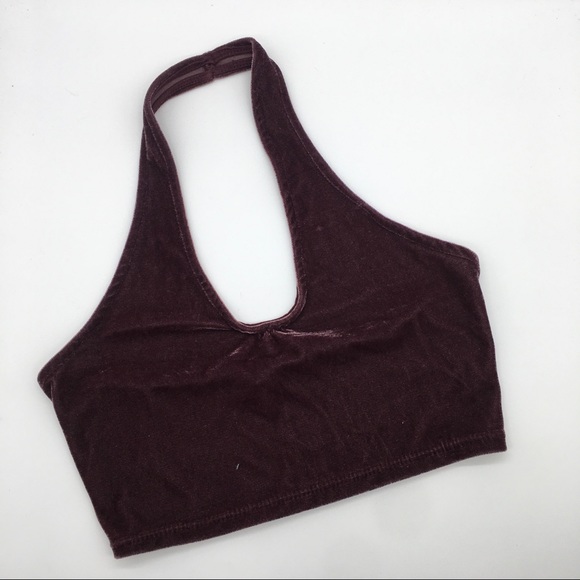 Don’t Ask why AEO crushed velvet crop halter top - Picture 1 of 10